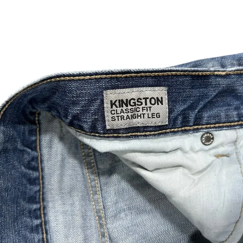 Y2K Express Jeans Kingston Classic Fit Straight Leg 34x32 Distressed Faded